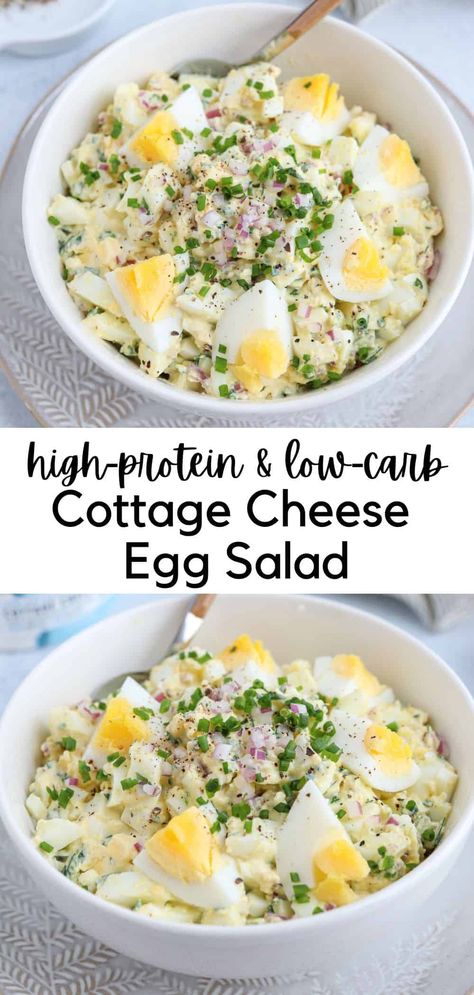 Cottage Cheese Egg Salad, Cottage Cheese Recipes Healthy, Low Carb Healthy, Cottage Cheese Eggs, Protein Lunch, Healthy High Protein Meals, Cottage Cheese Recipes, Bariatric Recipes, High Protein Low Carb