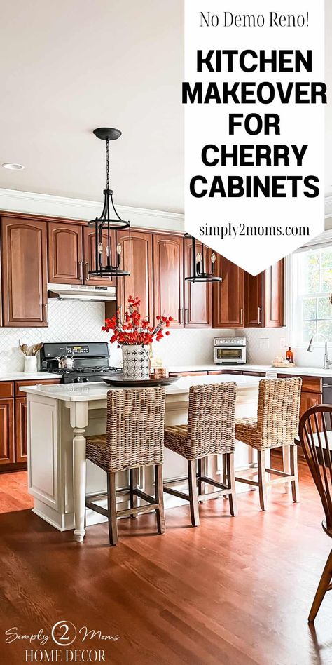 Kitchen With Wood Cabinets, Kitchen With Cherry Cabinets, Tiny Cottage Kitchen, Cherry Wood Kitchen Cabinets, Cherry Wood Kitchens, Dark Wood Kitchen Cabinets, Cherry Wood Cabinets, Brown Kitchen Cabinets, Dark Wood Kitchens