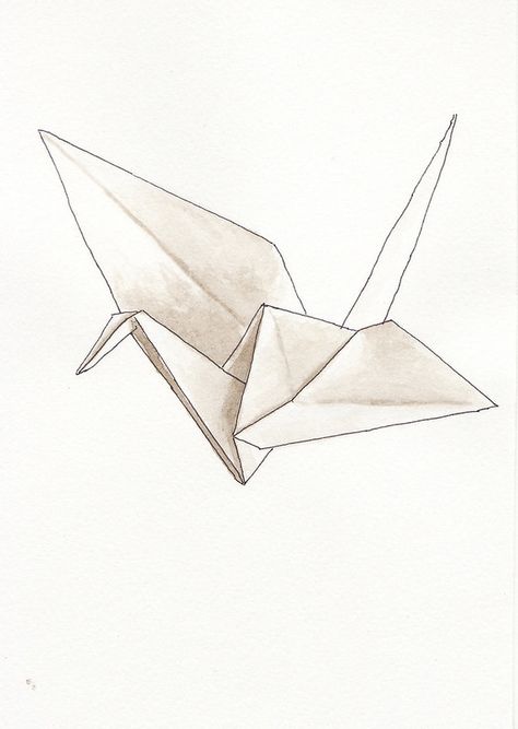 crane | heystags | Flickr Drawing Ideas Charcoal, Origami Drawing, Crane Drawing, Simple Origami, Origami Tutorial Easy, Dollar Origami, Origami Artist, Dollar Bill Origami, Origami Models