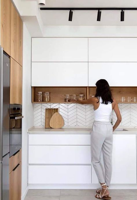 Kabinet Dapur, Interior Vintage, Kitchen Design Modern White, Modern Kitchen Design Open Concept, White Modern Kitchen, Kitchen Room Design, Kitchen Inspiration Design, Kitchen Furniture Design, Kitchen Cabinet Design