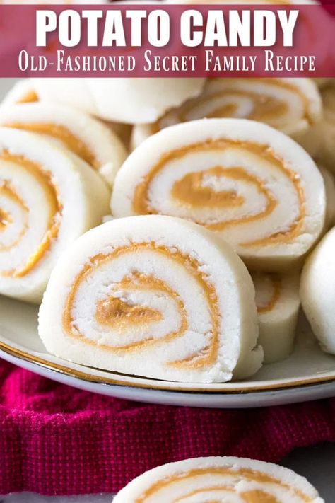 Potato Candy Old Fashioned, Pinwheel Candy Recipe, Peanut Butter Pinwheel Candy, Potato Candy Recipe, Pinwheel Candy, Christmas Candy Easy, Easy Christmas Candy Recipes, Potato Candy, Xmas Baking