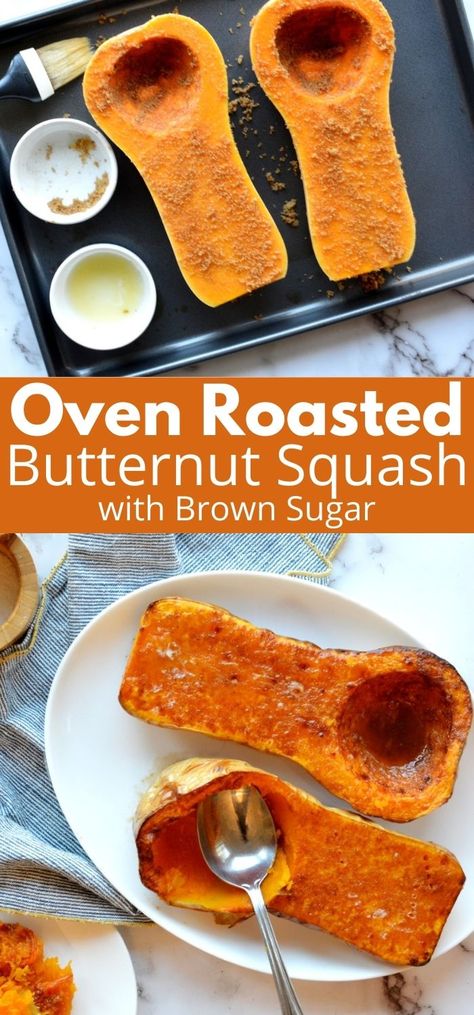 roasted butternut squash with brown sugar Butternut Squash Brown Sugar, Butternut Squash Oven, Butternut Squash Recipes Healthy, Butternut Squash Side Dish, Oven Roasted Butternut Squash, Healthy Squash Recipes, Butternut Squash Recipes Roasted, Period Blood, Baked Butternut Squash