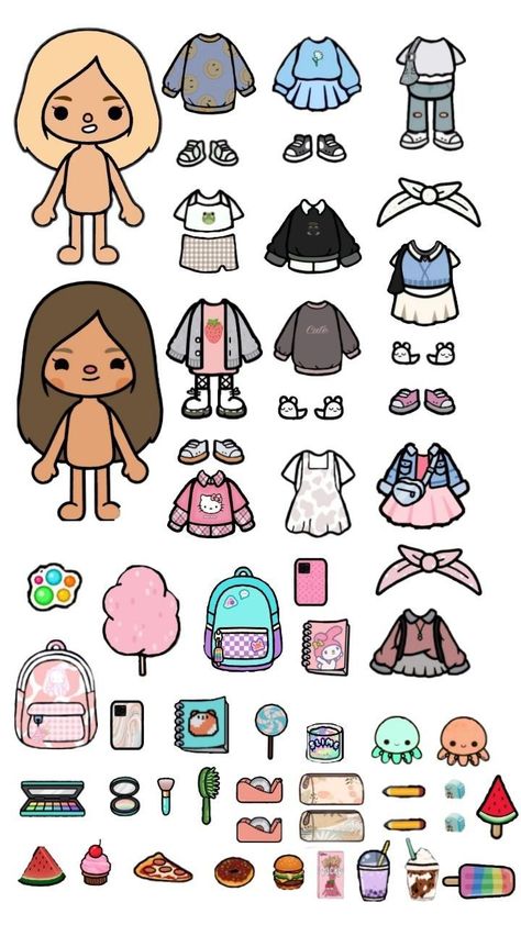 Toca Boca Life Printable, Toca Boca Printables Doll, Paper Dolls Diy Toca Boca, Toca Boca Doll Paper, Diy Paper Dolls Templates, Doll Paper Craft Free Printable, Doll Paper House, Toca Boca Paper Doll Printable, Cute Paper Dolls Printable