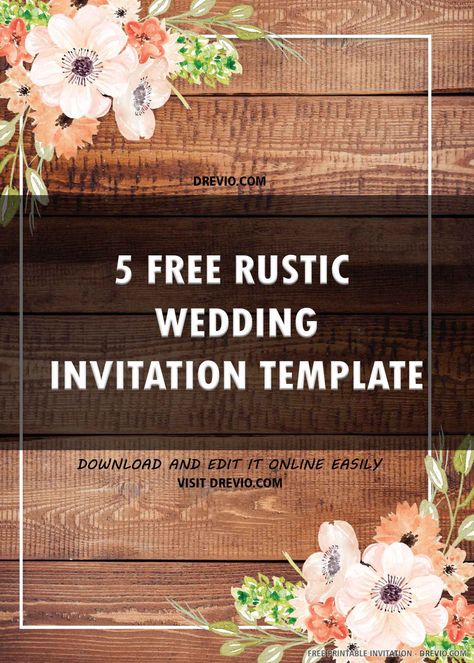 (FREE PRINTABLE) – Rustic Wedding Invitation Templates | DREVIO Outdoor Wedding Invitations, Free Printable Wedding Invitations, Barn Wedding Invitations, Wedding Invitation Templates Rustic, Free Wedding Invitation Templates, Free Wedding Invitations, Rustic Wedding Invitation, Marriage Invitations, Free Wedding Printables