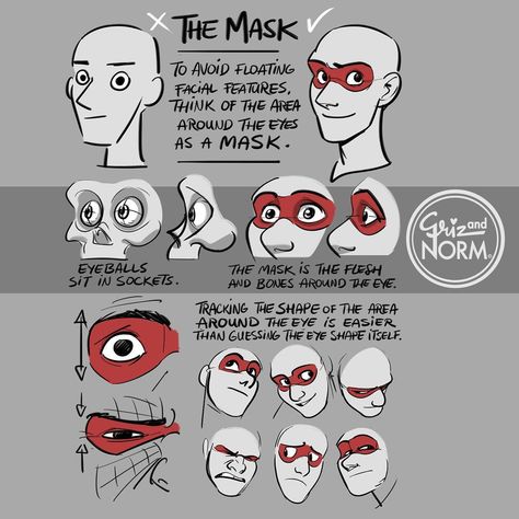 From the upcoming Tuesday Tips Volume 2, a drawing tip about “the mask”. The shape of the eye itself doesn’t really change, its everything around it that shapes what we see. The “mask” area is a visual representation of muscle, flesh, eyelids, etc. that surround the eye and alter its shape. Norm @grizandnorm #100tuesdaytipsvolume2 #arttips #arttutorial #100tuesdaytips #tuesdaytips Eye Shapes Drawing, Shapes Drawing, Drawing Animation, Tuesday Tips, Realistic Eye Drawing, Animation Drawing, Drawing Eye, Disney Artists, Drawing Expressions