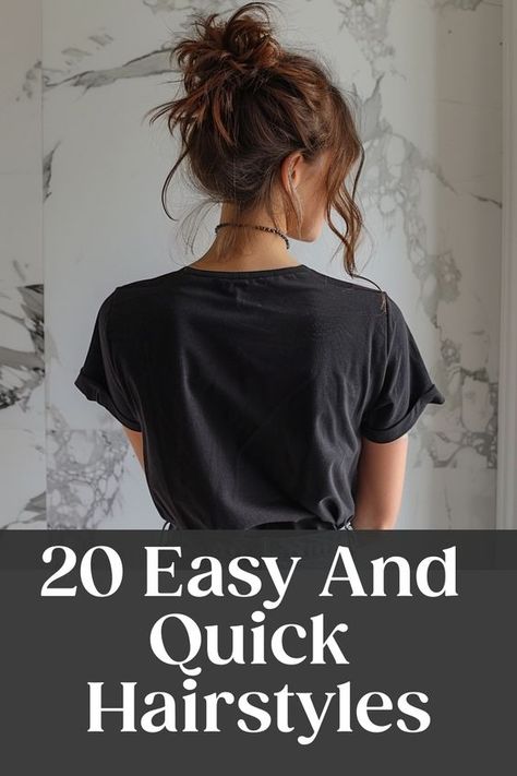 Looking for easy fun hairstyles that don’t take ages to do? Check out these quick and stylish hairdos you can whip up in minutes! Quick Easy Hair Dos For Long Hair, Cute Hairstyles For Cleaning, Easy For Medium Hair Hairstyles, Pretty Hair Updos Easy Hairstyles, Casual Fancy Hairstyles, Hairstyles For Camping Easy, Trending Hairstyles Long Hair, Casual Ways To Put Hair Up, Quick Up Dos Long Hair