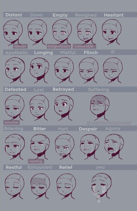 Facial Expressions Template, Expressions Chart Drawing, Half Smile Drawing, Shocked Facial Expressions Drawing, Guilt Face Expression, 100 Expressions Challenge, Different Face Expressions Drawing, Relaxed Expression Drawing, Tired Expression Draw