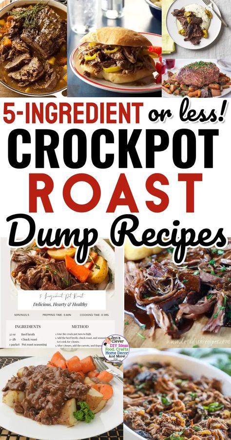 Slow cooker roast recipes for quick easy dump and go crockpot meals - 5 ingredient or less crockpot roast dump recipes for dinner tonight easy crock pot cooking comfort food. Dump and Go classic pot roast, Italian beef sandwiches, Mississippi pot roast, simple crock pot roast, 5-ingredient crockpot roast dinner, balsamic glazed slow cooker roast, crockpot beef tips and gravy, onion crockpot pot roast recipes and more Alternative Pot Roast Recipes, Beef Arm Roast Crockpot, Slow Cooker Arm Roast, Low Sodium Roast Crock Pot, Georgia Pot Roast, Top Roast Recipes Crock Pot, Best Beef Roast Crockpot Recipes, Crockpot Pot Roast Slow Cooker, Pot Roast Crockpot