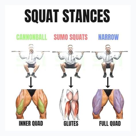 Squat Stances Workout Ectomorph Workout, Fitness Studio Training, Workout Man, Fitness Hacks, Trening Sztuk Walki, Gym Antrenmanları, Golf Exercises, Squat Workout, Muscle Building Workouts