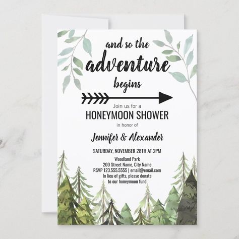 Budget Gold Greenery Bridal Shower Invitation  Zazzle Couples Wedding Shower Themes, Honeymoon Shower, In Lieu Of Gifts, Wedding Shower Themes, Couple Wedding Shower, Honeymoon Fund, Honeymoon Gifts, Engagement Party Wedding, Couple Shower