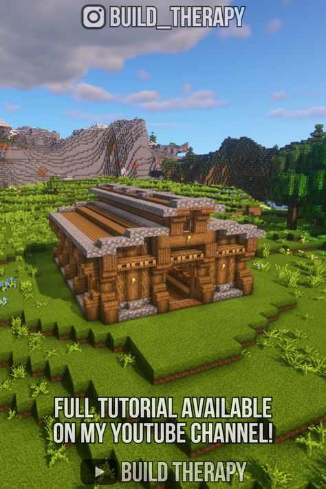 Easy Minecraft Storage House, Villager Hall Minecraft Build, Minecraft Villager Trader Hall, Minecraft Survival Compound, Villager Trading House Minecraft, Minecraft Keep Ideas, Villager Trading Area Minecraft, Minecraft Trader House, Minecraft Trade Hall Ideas