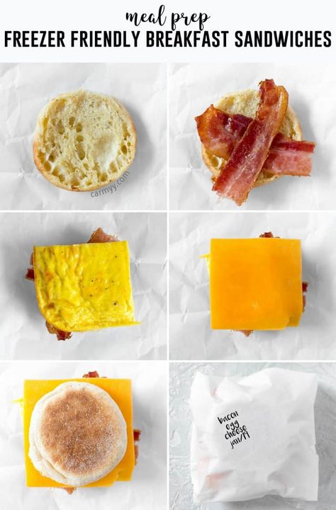 Skip the drive thru in the morning and make your own freezer friendly breakfast egg sandwiches. Make a batch, freeze it, and have a sandwich for breakfast everyday! Freezer Friendly Breakfast, Sandwich For Breakfast, Breakfast Sandwiches Frozen, Egg Sandwich Breakfast, Make Ahead Breakfast Sandwich, Freezer Breakfast Sandwiches, Sandwich Bar, Frozen Breakfast, Freezer Meal Prep