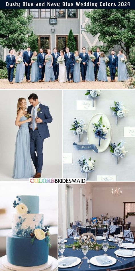 Navy Blue And Light Blue Wedding Theme, Icy Blue And Navy Wedding, Cinderella Blue Wedding Color Schemes, Navy Blue White And Silver Wedding Theme, Wedding Colors For May 2024, Slate Blue Wedding Colors, Blue Colour Scheme Wedding, Blue Venue Wedding, Navy And Light Blue Color Palette