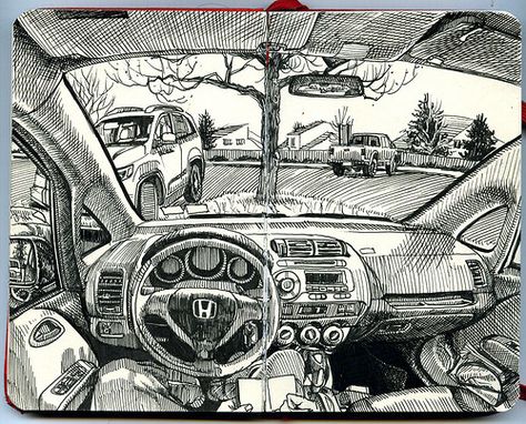 paul heaston's photostream Paul Heaston, Pocket Moleskine, Perspective Sketch, Moleskine Sketchbook, Perspective Drawing Lessons, Inside The Car, Perspective Art, Figure Sketching, Sketchbook Inspiration