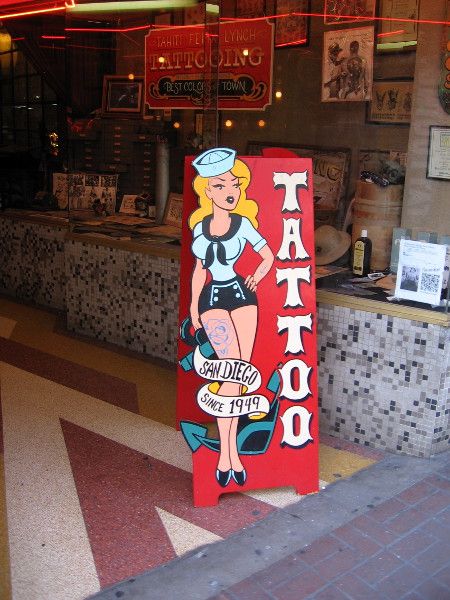 Tattoo Advertising Posters, Navy Pinup, Gaslamp San Diego, Tattoo Decor, Tattoo Sign, Tattoo Shop Decor, Tattoo Poster, Tattoo Salon, Tattoo Posters