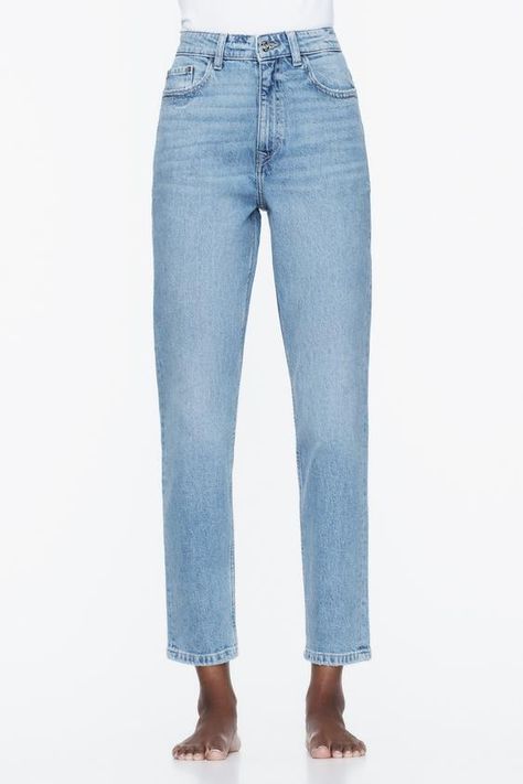 Women's Mom jeans | Explore our New Arrivals | ZARA New Zealand Mom Fit Jeans, Zara New, High Rise Jeans, High Jeans, Linen Shirt, Simple Outfits, Cropped Jeans, High Waist Jeans, Fit Jeans