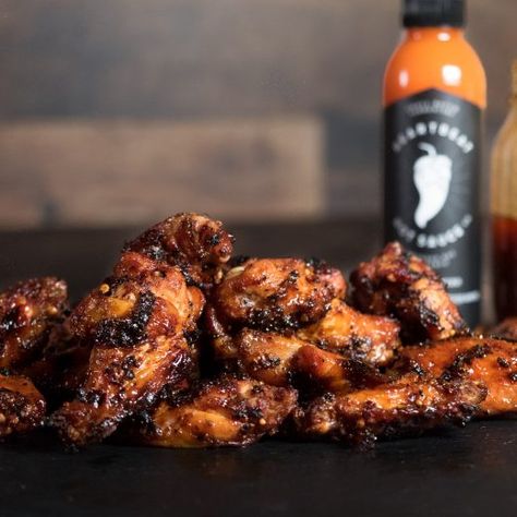 Orange Habanero Chicken Wings - GRILLED Habanero Wings, Wings Grilled, Orange Marinade, Habanero Chicken, Bbq Sauce Ingredients, Food Spices, Grilled Wings, Habanero Hot Sauce, Grilled Chicken Wings