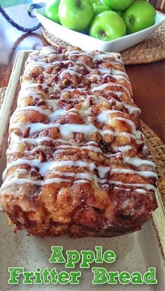 Awesome Country Apple Fritter Bread! Fritter Bread Recipe, Apple Fritter Bread Recipe, Country Apple Fritter Bread, Cake Loaf, Apple Fritter Bread, Apple Recipes Easy, Apple Fritter, Apple Dessert Recipes, Breakfast Sweets