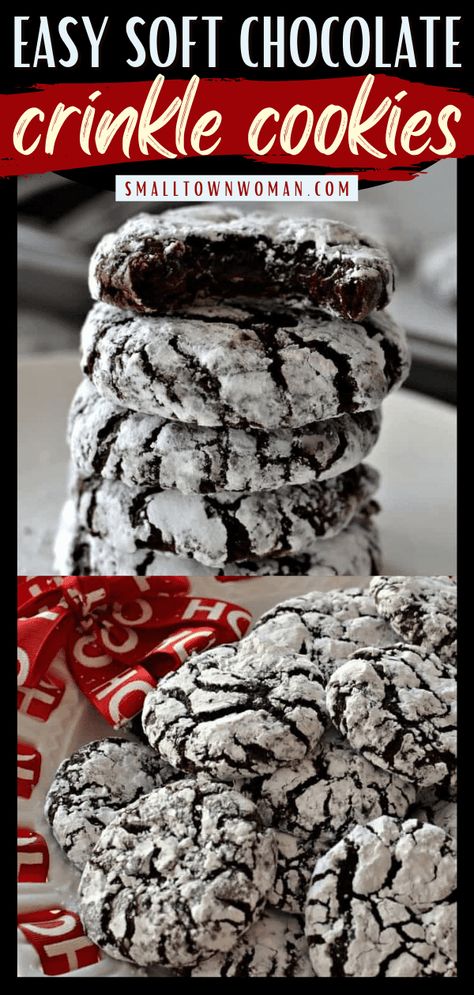 Easy Crinkle Cookies Recipe, Chocolate Crinkles Recipe, Crinkles Recipe, Chocolate Crinkle Cookies Recipe, Crackle Cookies, Fudge Chocolate, Crinkle Cookies Recipe, Mocha Cookies, Chocolate Crinkle