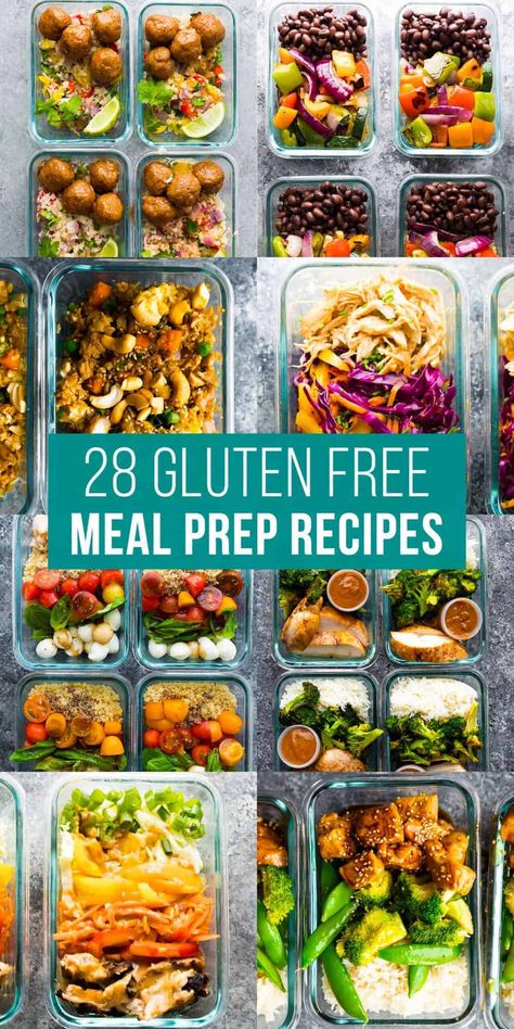 image graphic with text reading: 28 gluten free meal prep recipes Gluten Free Meal Prep Recipes, Gluten Free Meal Prep, Resepi Biskut, Gluten Free Meal Plan, Gluten Free Lunch, Meal Prep Recipes, Sans Gluten Sans Lactose, Gluten Free Recipes For Dinner, Free Meal Plans