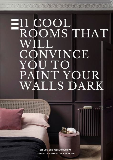 Purple Bedroom Walls, Dark Painted Walls, Plum Bedroom, Plum Walls, Dark Gray Bedroom, Dark Grey Rooms, Dark Accent Walls, Dark Paint Colors, Dark Grey Walls