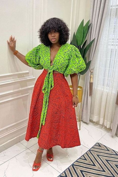 Nice Tops For Ladies, Nice Ankara Styles For Ladies, Ankara Ready To Wear Styles, Romantic Style Fashion, Ankara Skirt Styles, Ankara Skirt And Blouse Styles, Ankara Skirts, Ankara Dress Designs, Ankara Skirt And Blouse