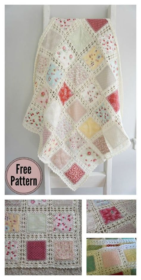 High Tea Fusion Quilt Free Crochet Pattern and Video Tutorial High Tea Fusion Quilt, Quilting Crochet Fusion, Fusion Quilt Crochet, Crochet Quilt Squares, Fusion Blanket, Crochet Quilt Tutorial, Quilts Crochet, Shabby Chic Quilt Patterns, Fusion Crochet