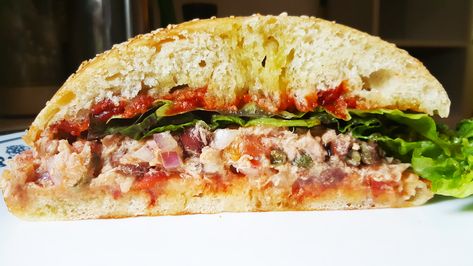 The Maltese Ftira Ftira Maltese, Red Lettuce, Maltese Recipes, Tuna Sandwich, European Food, Middle Eastern Recipes, Tomato Paste, Middle Eastern, Cafe Food