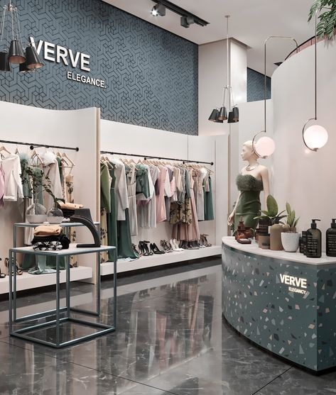 VERVE (FASHION) on Behance Fashion Retail Interior, Fashion Store Design, Store Architecture, Fashion Showroom, Hotel Lobby Design, Retail Store Interior Design, Clothing Store Interior, Interior Design Student, Store Design Boutique