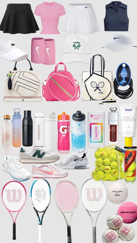 Things to buy for tennis #tennis #tennisaesthetic #tennisoutfits #shufflefyp #fypshuffle #preppyaesthetic #aethstetic #beauty #tennisgirl #sports Tennis Bag Essentials, Mode Tennis, Tennis Lifestyle, Softball Bags, Tennis Funny, Tennis Aesthetic, Pro Tennis, Tennis Lessons, Swimming Kit