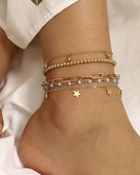 Shine brighter than the stars! 🌟✨ Elevate your style with the European and American-inspired Fashion All-Match Cross Hollow Multi-Layer Foot Ornaments Anklet. Perfect for any occasion or as a thoughtful gift. Grab yours now for just $14.95! #anklets #cj #cj10 #jewelry #luckeladybug #new #women's Link in bio! Anklet Aesthetic, Bead Anklets, Payal Designs Silver, Ankle Bracelets Gold, Silver Chain Anklet, Hippie Aesthetic, Employee Benefits, Gold Anklet, Beaded Anklets