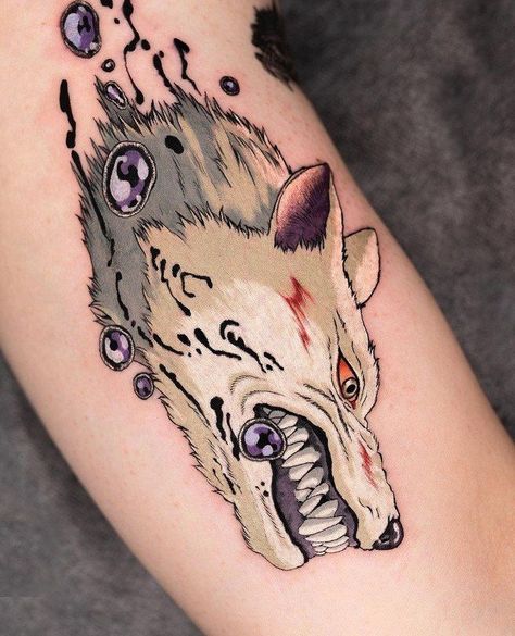 Moro Princess Mononoke, Miyazaki Tattoo, Princess Mononoke Tattoo, White Ink Tattoos, Studio Ghibli Tattoo, Ghibli Tattoo, White Ink Tattoo, Hand Tattoos For Women, Tatuaje A Color