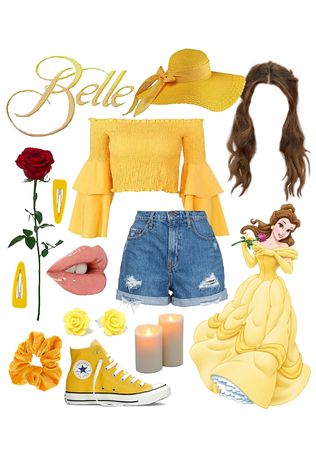 Modern Day Princess Costume, Casual Disney Character Outfits, Beauty And The Beast Outfit Casual, Disneybound Outfits Pixar, Modern Princess Outfits Real Life, Disneycore Outfits, Disney Princess Theme Outfits, Modern Day Rapunzel Outfit, Outfits Based On Disney Characters