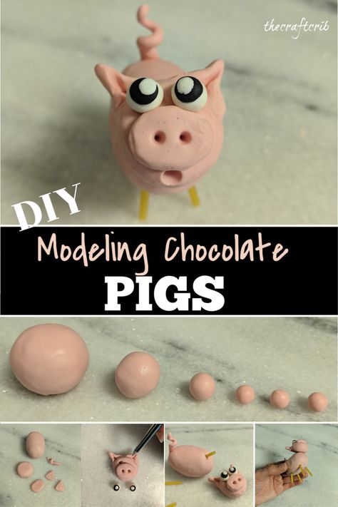 Modeling Chocolate Figures, Modeling Chocolate Recipes, Chocolate Figures, Fondant Cake Tutorial, Cute Farm Animals, Fondant Flower Cake, Fondant Bow, Fondant Figures Tutorial, Chocolate Sculptures