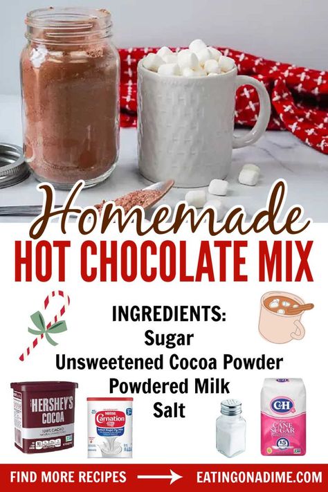 Hot Chocolate Mix Recipes Dry, Hot Chocolate In A Jar Recipe, Diy Hot Cocoa Mix, Homemade Hot Chocolate Mix Recipe, Hot Cocoa Mix Gift, Easy Homemade Hot Chocolate, Diy Hot Chocolate Mix, Homemade Hot Chocolate Recipe, Instant Hot Chocolate