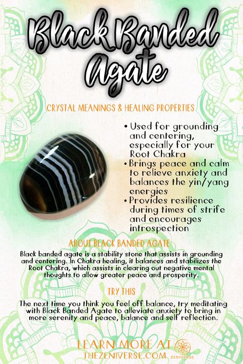 Banded Agate Meaning, Black Agate Crystal Meaning, Banded Agate Crystal Meaning, Black Agate Meaning, Agate Stone Meaning, Agate Meaning, Black Agate Stone, Crystals Healing Properties, Gemstone Meanings