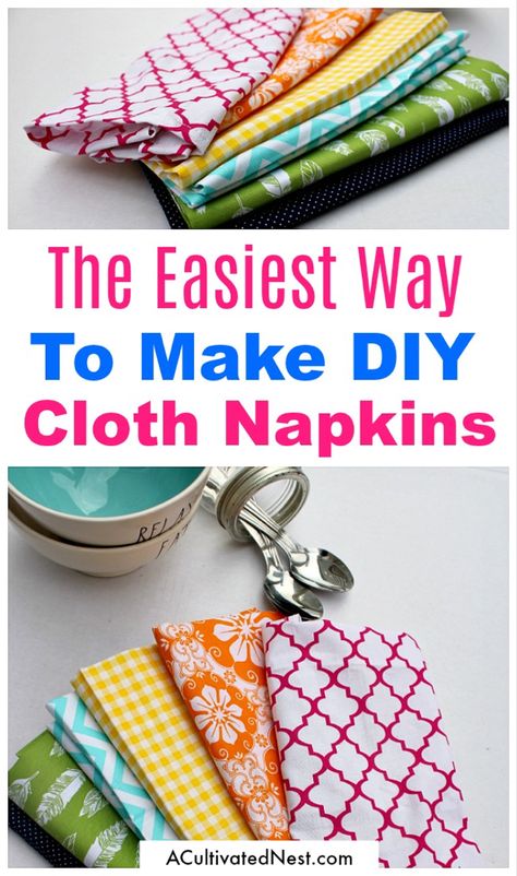 Diy Cloth Napkins, Diy Napkins, Fabric Napkin, Trendy Sewing, Beginner Sewing Projects Easy, Leftover Fabric, Sewing Projects For Beginners, Easy Sewing Projects, Love Sewing