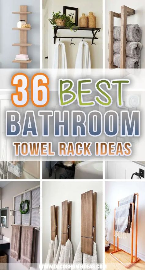 Towel Rack Bathroom Hanging Ideas, Shelving Ideas Bathroom, Bathroom Shelf Decor Ideas, Bathroom Towel Hanging Ideas, Towel Rack Ideas, Bathroom Shelving Ideas, Bath Towels Display, Bathroom Towel Rack Ideas, Towel Hanging Ideas