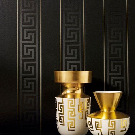 Versace Home Collection Textured wallcoverings Modern Embossed | Etsy Gold Luxury Wallpaper, Gold Striped Wallpaper, Versace Wallpaper, Tapete Gold, House Of Versace, Chinese Wallpaper, Versace Logo, Versace Home, Luxury Wallpaper