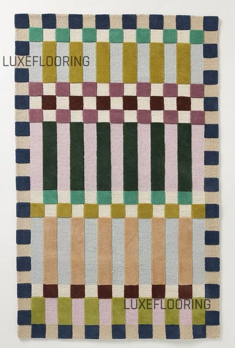 Modern Hand Tufted Rug Multi Colored Hoxton High Low Pile Rug Hand Tuft Tufted Woolen Large Area Rug 5x8 6x9 7x10 8x10 9x12 10x14 Custom Rug - Etsy Crochet Colorwork, Rug Anthropologie, Area Rug Pad, Contemporary Floor, Weaving Designs, Checkered Rug, Large Area Rug, Natural Fiber Rugs, Large Area Rugs