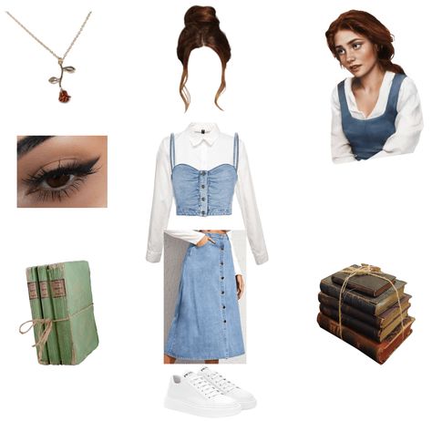 Modern Day Disney Outfits, Disney Ootd Inspired Outfits, Disney Inspired Outfits Casual, Belle Outfit Ideas, Modern Belle Costume, Belle Bounding Outfits, Belle Costume Teen Girl, Belle Disney Outfit Ideas, Belle Disney Outfit