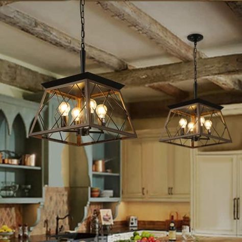 Dimmable 4-Light Farmhouse Chandeliers Light for Dining Room No Bulb - On Sale - Bed Bath & Beyond - 39128720 Multi Pendant Light Fixture, Western Chandelier, Farmhouse Dining Room Light, Farmhouse Chandelier Lighting, Rustic Kitchen Lighting, Farmhouse Style Lighting, Modern Farmhouse Lighting, Farmhouse Kitchen Lighting, Antique Chandeliers