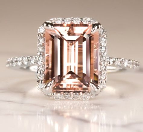 Emerald cut aquamarine ring