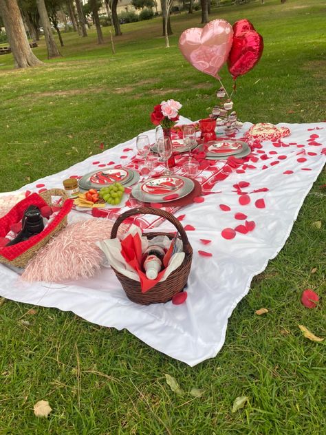 Picnic Date Valentines Day, Diy Romantic Picnic, One Year Anniversary Picnic, Picnic Food Ideas Valentines Day, Romantic Picnics For Couples, Valentines Day Picnic Ideas Outdoor, Picnic Valentines Day Date Ideas, Will You Be My Girlfriend Picnic, Birthday Picnic For Boyfriend