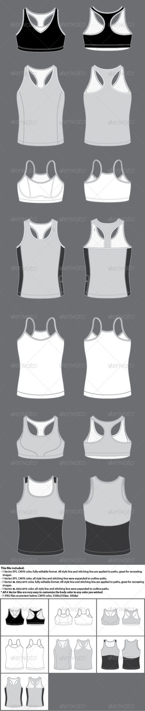 Women's Active Wear Template Bra and Tank