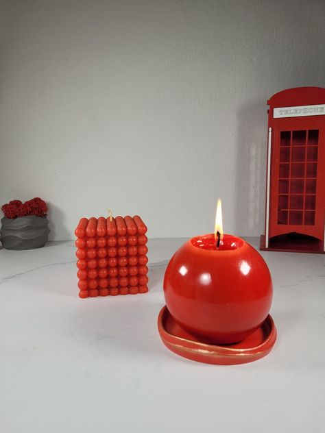 Geometric Sphere, Decorative Candles, Ball Candles, Beeswax Candle, Red Ball, Eco Gifts, Beeswax Candles, Decoration Home, Home Gifts