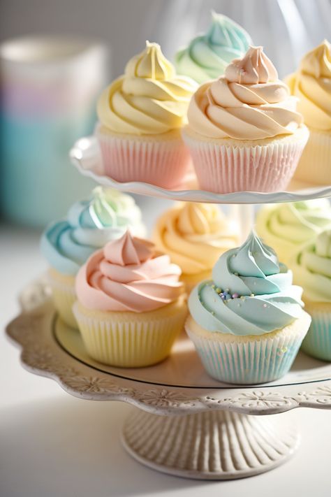 Pastel Rainbow Cupcakes, Pastel Birthday Decor, Pastel Desserts, Living In Spain, Pastel Baby Shower, Pastel Cupcakes, Pastel Birthday, Cupcake Cake Designs, Start Drawing