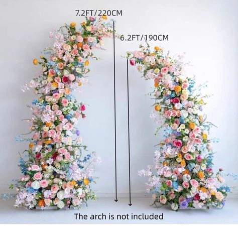 Wedding Floral Arrangement for Horn Arch in Pastel Colors With a Pop of Blue and Orange - Etsy Floral Wedding Ceremony Decor, Multicolor Pastel Wedding, Pastel Arch Wedding, Pastel Flower Wedding Decor, Floral Wall For Wedding, Arch Florals Wedding, Bright Spring Wedding Decor, Pastel Floral Arch, Wedding Arch Spring