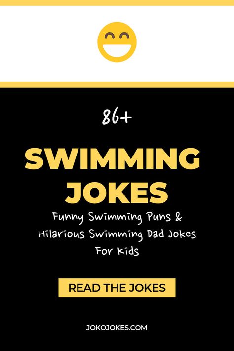 Here are the 86 funny swimming jokes. These swimming jokes swimmer problems, swimming jokes humor, swimming jokes for kids, swimming jokes funny hilarious, swimming pool jokes will make you laugh out loud with kids and adults. Cute swimming one liners and quotes to tell your friends for a funny humor night. Swimming Jokes Funny, Pool Jokes, Swimming Puns, Swimming Quotes Funny, Teach Kids To Swim, Swimmer Quotes, Pool Quotes, Swimming Jokes, Swimming Funny