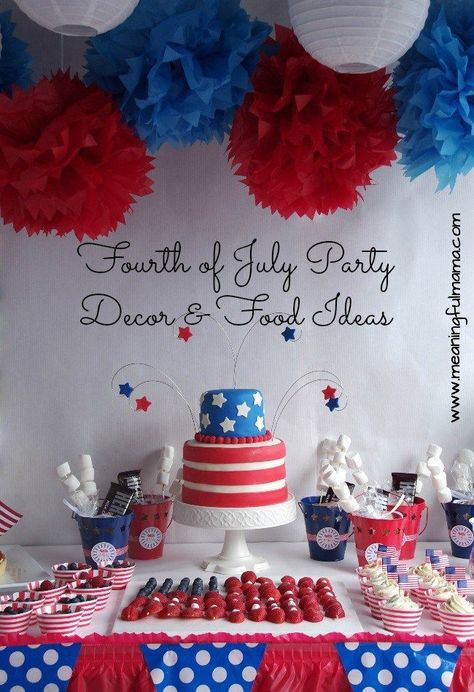 fourth of july party decorations food ideas Fourth Of July Party Decorations, Red White And Blue Desserts, Mini Hamburgers, Fourth Of July Party, Usa Party, American Party, Fourth Of July Decorations, 4th Of July Cake, Blue Desserts